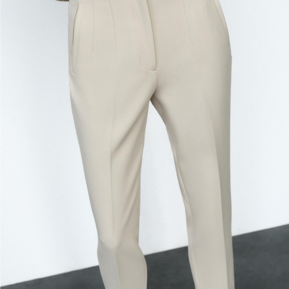 Zara Cream High-Waisted Trousers - Picture 5 of 7